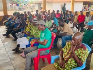 Cocoa farmers drawn from seven communities attended the inaugural community meeting for the organic certification program.